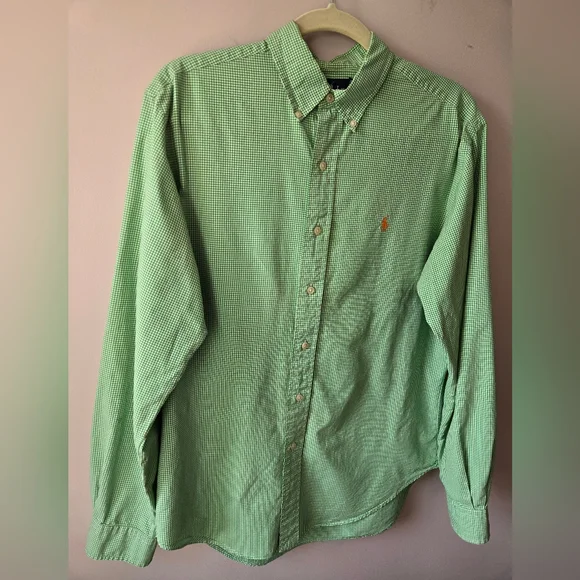 Polo Ralph Lauren Green Gingham Button Down Shirt - Classic Fit - Men's Medium - Picture 2 of 10